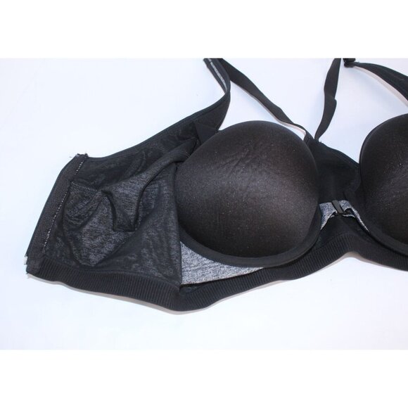 VSX Victoria's Secret Sport Bra 38C Black Heather Zipper Front Padded Underwire - Picture 5 of 13